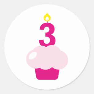 Niedlicher Cupcake mit Birthday Candle Runder Aufkleber