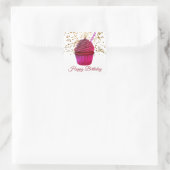 Niedlicher Cupcake mit Confetti Happy Birthday Quadratischer Aufkleber (Tasche)