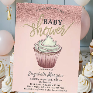 Niedlicher Cupcake Rose Gold Glitzer Einladung