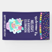 Niedlicher Cupcake und glückliche Eiscreme Geburts Banner (Horizontal)