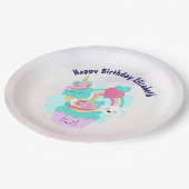 Niedlicher Cupcake und glückliche Eiscreme Geburts Pappteller (Schrägansicht)