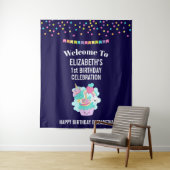 Niedlicher Cupcake und glückliche Eiscreme Geburts Wandteppich (Beispiel)