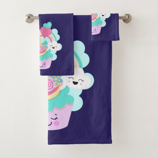 Niedlicher Cupcake und Happy Ice Creme Badhandtuch Set (Insitu)