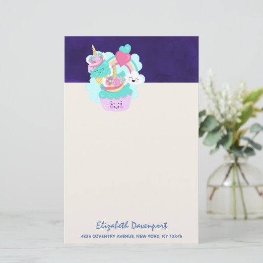 Niedlicher Cupcake und Happy Ice Creme Briefpapier (Stehend Vorderseite)