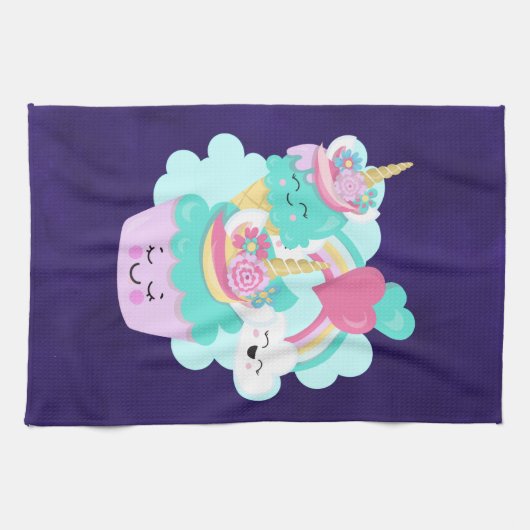 Niedlicher Cupcake und Happy Ice Creme Geschirrtuch (Horizontal)