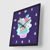 Niedlicher Cupcake und Happy Ice Creme Quadratische Wanduhr (Winkel)