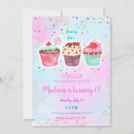 Niedlicher Cupcake zum Geburtstag Einladung