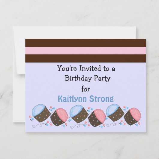 Niedlicher Cupcake zum Geburtstag Einladung (Vorderseite)