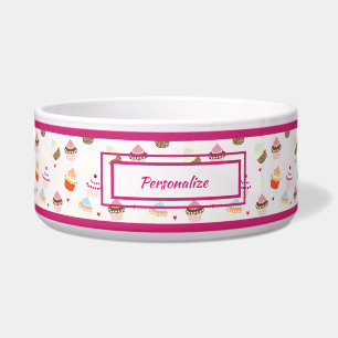 Niedlicher Cupcakes Cake Dessert Muster Katze Hund Napf