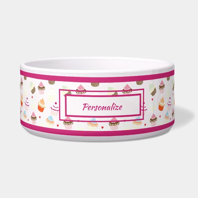 Niedlicher Cupcakes Cake Dessert Muster Katze Hund Napf (Vorderseite)