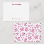 Niedlicher Cupid Bow Arrow Herz Rosa Valentinstag Mitteilungskarte (Vorne/Hinten)