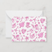 Niedlicher Cupid Bow Arrow Herz Rosa Valentinstag Mitteilungskarte (Rückseite)
