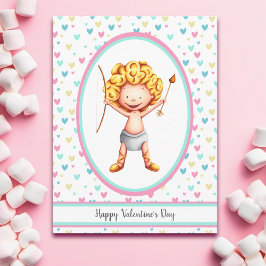 Niedlicher Cupid Happy Valentinstag Postkarte