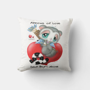 Niedlicher Cupid-Lemur auf Herz - Liebespfeile Kissen
