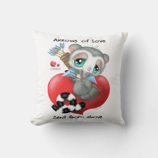 Niedlicher Cupid-Lemur auf Herz - Liebespfeile Kissen