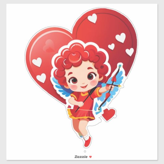 Niedlicher Cupid mit Bogen und Pfeil Aufkleber (Blatt)