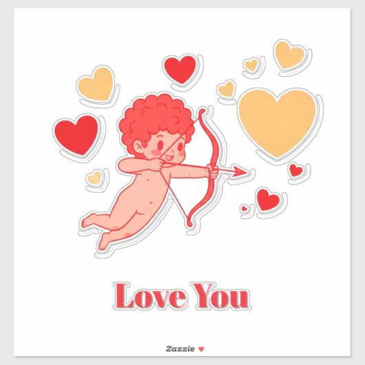 Niedlicher Cupid mit Bogen und Pfeil Aufkleber (Blatt)