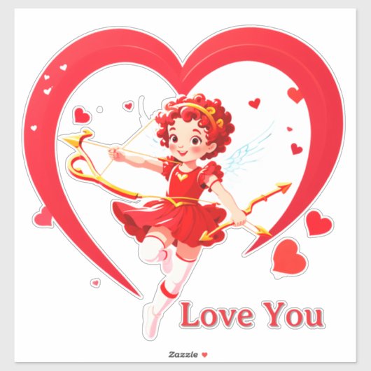 Niedlicher Cupid mit Bogen und Pfeil Aufkleber (Blatt)