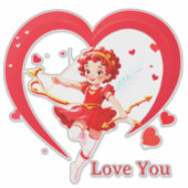 Niedlicher Cupid mit Bogen und Pfeil Aufkleber (Vorderseite)