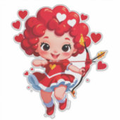 Niedlicher Cupid mit Bogen und Pfeil Aufkleber (Vorderseite)