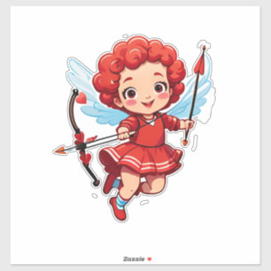 Niedlicher Cupid mit Bogen und Pfeil Aufkleber