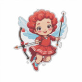 Niedlicher Cupid mit Bogen und Pfeil Aufkleber (Vorderseite)
