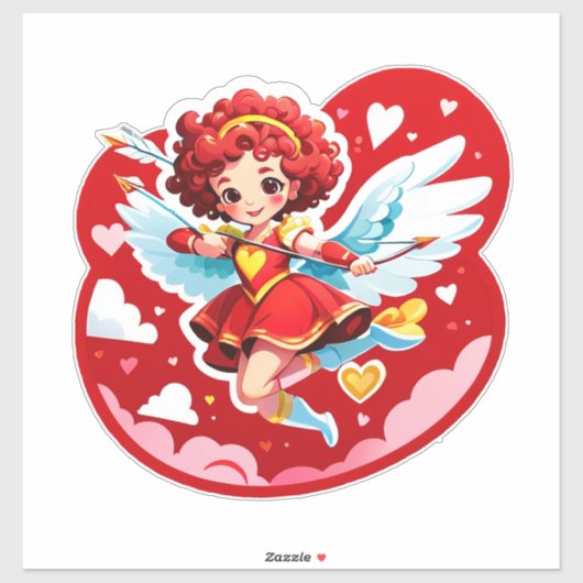 Niedlicher Cupid mit Bogen und Pfeil Aufkleber (Blatt)