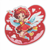 Niedlicher Cupid mit Bogen und Pfeil Aufkleber (Vorderseite)