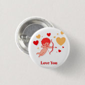 Niedlicher Cupid mit Bogen und Pfeil Button (Vorne & Hinten)
