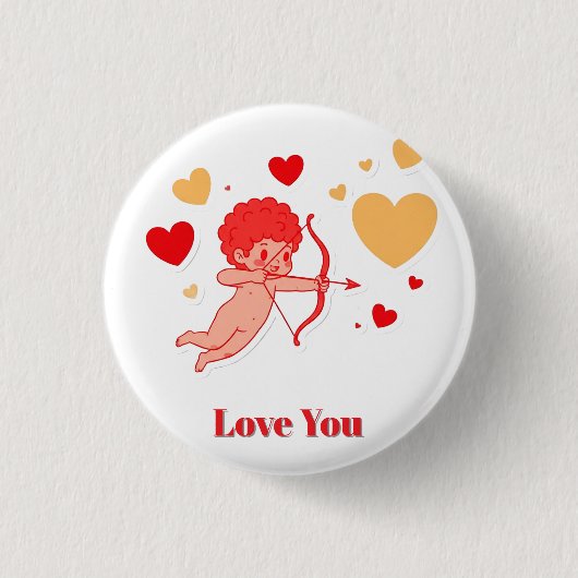 Niedlicher Cupid mit Bogen und Pfeil Button (Vorderseite)