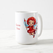 Niedlicher Cupid mit Bogen und Pfeil Kaffeetasse (VorderseiteRechts)
