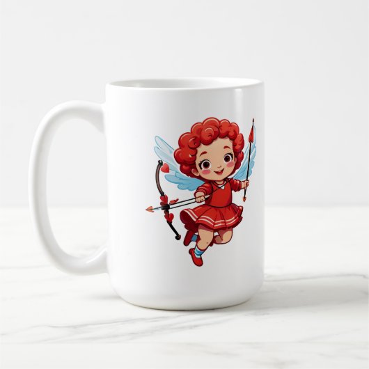 Niedlicher Cupid mit Bogen und Pfeil Kaffeetasse (Links)