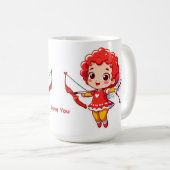 Niedlicher Cupid mit Bogen und Pfeil Kaffeetasse (VorderseiteRechts)