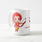 Niedlicher Cupid mit Bogen und Pfeil Kaffeetasse (Vorderseite Links)