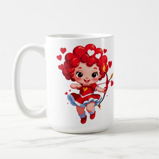 Niedlicher Cupid mit Bogen und Pfeil Kaffeetasse (Links)