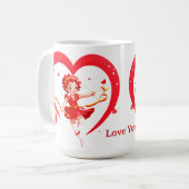 Niedlicher Cupid mit Bogen und Pfeil Kaffeetasse (Vorderseite Links)