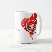 Niedlicher Cupid mit Bogen und Pfeil Kaffeetasse (VorderseiteRechts)