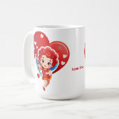 Niedlicher Cupid mit Bogen und Pfeil Kaffeetasse (Vorderseite Links)
