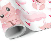 Niedlicher Cupid mit rosa Flügelmuster Valentinsta Geschenkpapier (Rolleneckpunkt)