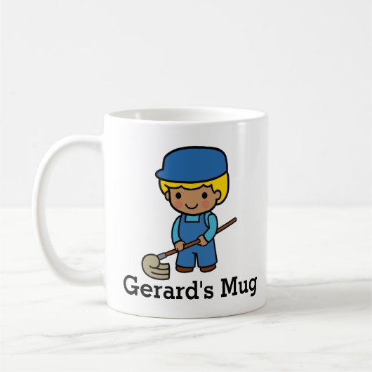Niedlicher Custodian mit Mop Kaffeetasse (Links)
