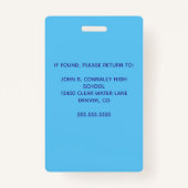 Niedlicher Custom School Lehrer Regenbogen Name Bl Ausweis (Rückseite)