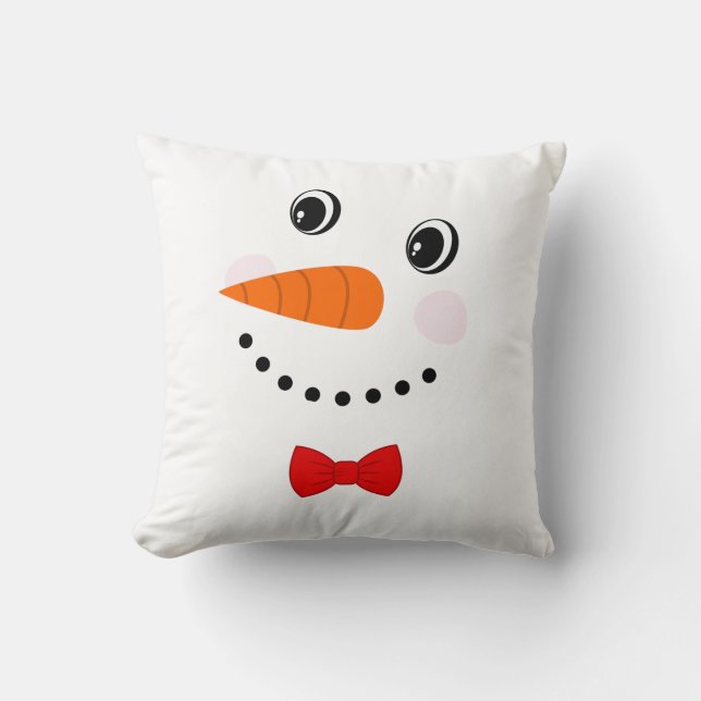 Niedlicher Custom Snowman mit Red Bowtie Kissen (Vorderseite)
