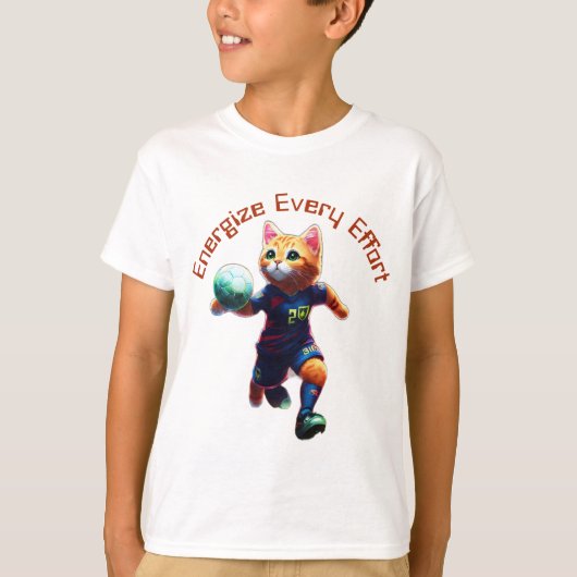 Niedlicher Cyberpunk Cat Soccer Player T-Shirt (Vorderseite)
