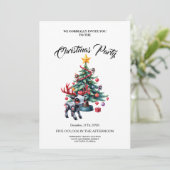 Niedlicher Cyberpunk-Rentier mit Weihnachtsbaum Einladung (Stehend Vorderseite)