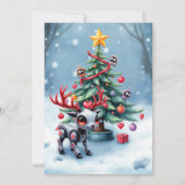 Niedlicher Cyberpunk-Rentier mit Weihnachtsbaum Einladung (Rückseite)