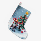 Niedlicher Cyberpunk-Rentier mit Weihnachtsbaum Kleiner Weihnachtsstrumpf (Vorderansicht (hängend))