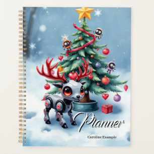 Niedlicher Cyberpunk-Rentier mit Weihnachtsbaum Planer
