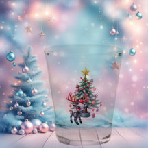 Niedlicher Cyberpunk-Rentier mit Weihnachtsbaum