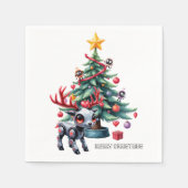Niedlicher Cyberpunk-Rentier mit Weihnachtsbaum Serviette (Vorderseite)