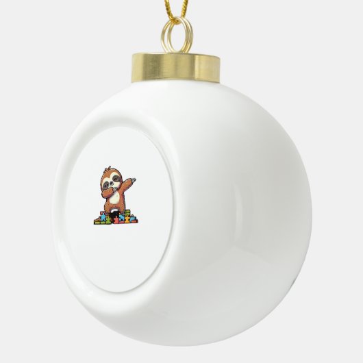 Niedlicher Dabbing Faultier Autismus Bewusstsein A Keramik Kugel-Ornament (Rechts)